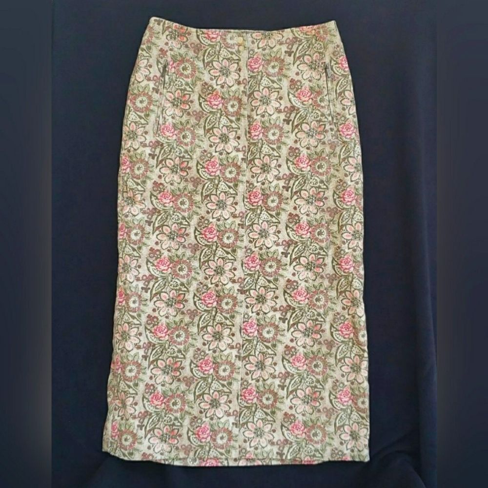 Pretty Christopher & Banks Lined Floral Corduroy Skirt Sz 4